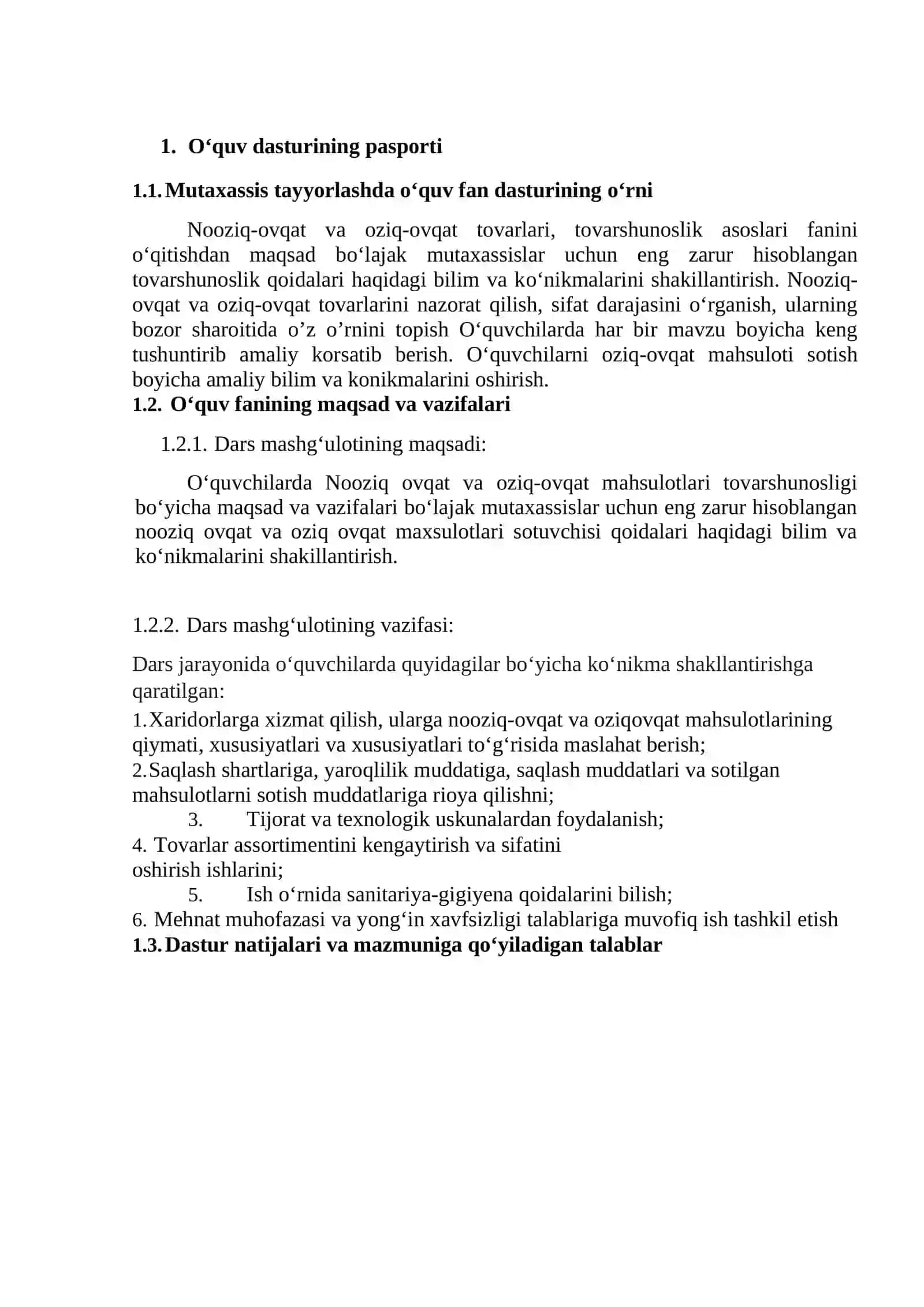 NOOZIQ-OVQAT VA OZIQ-OVQAT TOVARLARI, TOVARSHUNOSLIK ASOSLARI O‘QITISH MATERIALLARI TO‘PLAMI 2