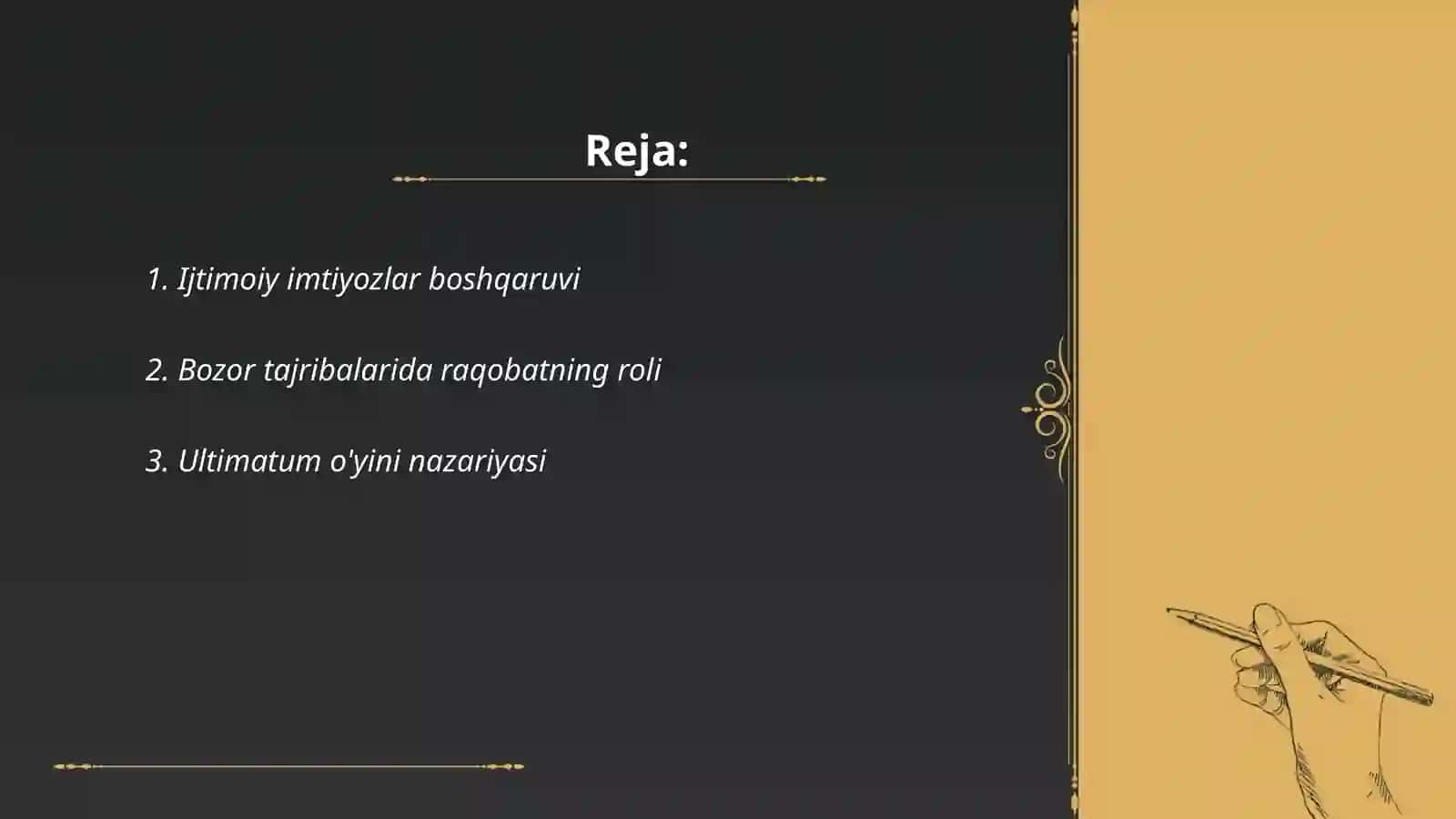 Ijtimoiy imtiyozlar, bozor tajribalari va ultimatum o'yiniga raqobatni kiritish 2