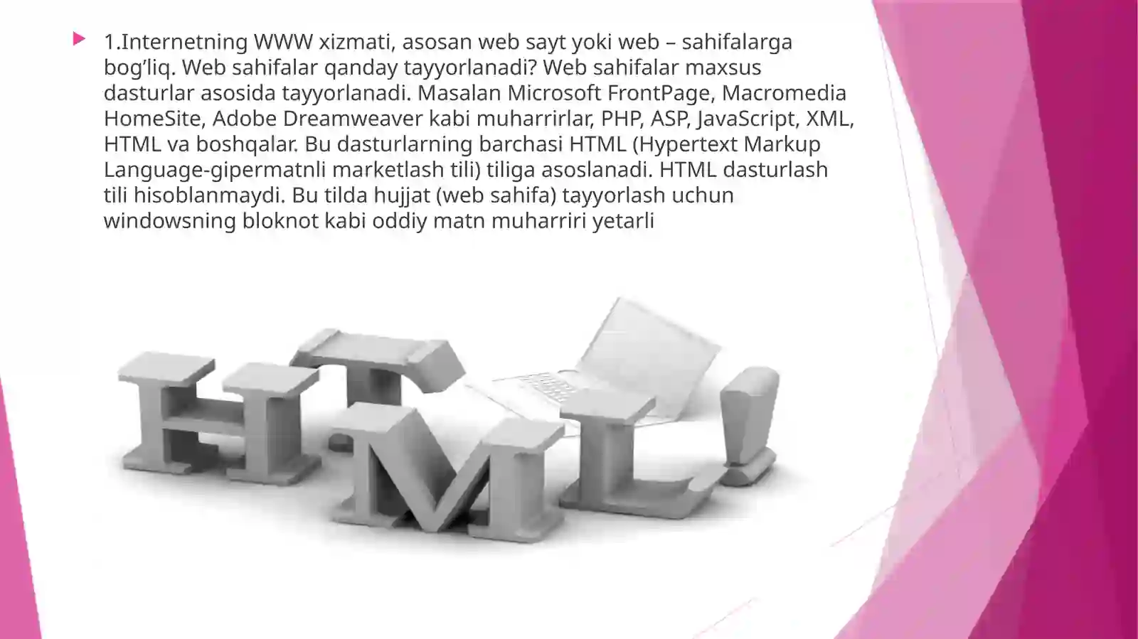 HTML ning asosiy tushunchalar 2
