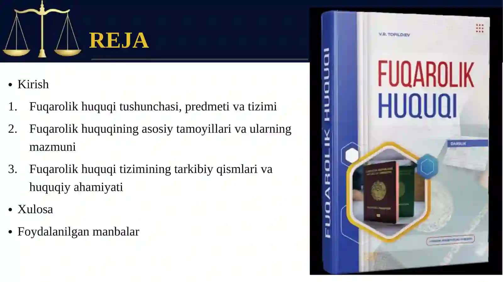 FUQAROLIK HUQUQI TIZIMI VA TAMOYILLARI 2