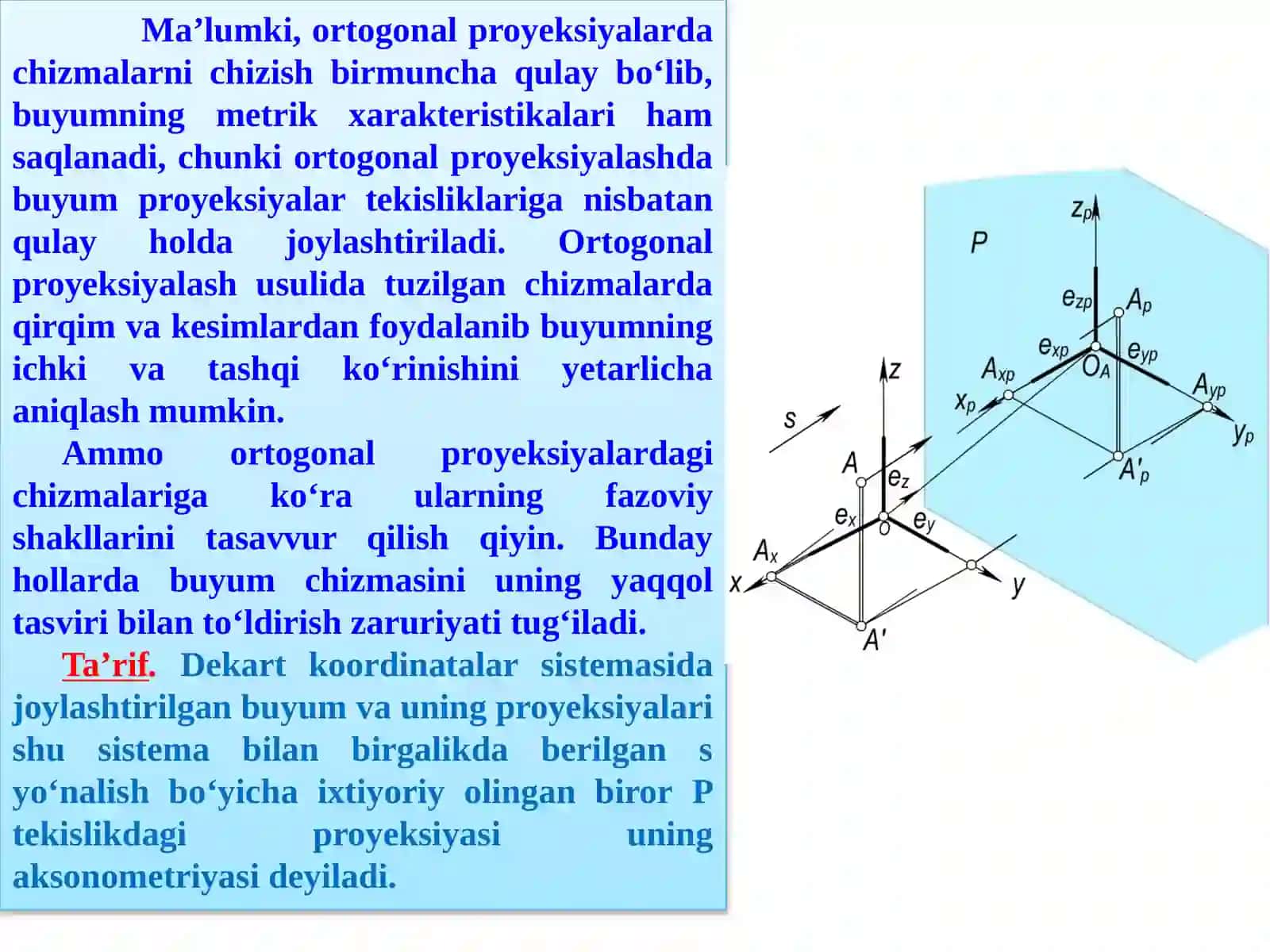 Aksonometriya haqida umumiy tushuncha 2