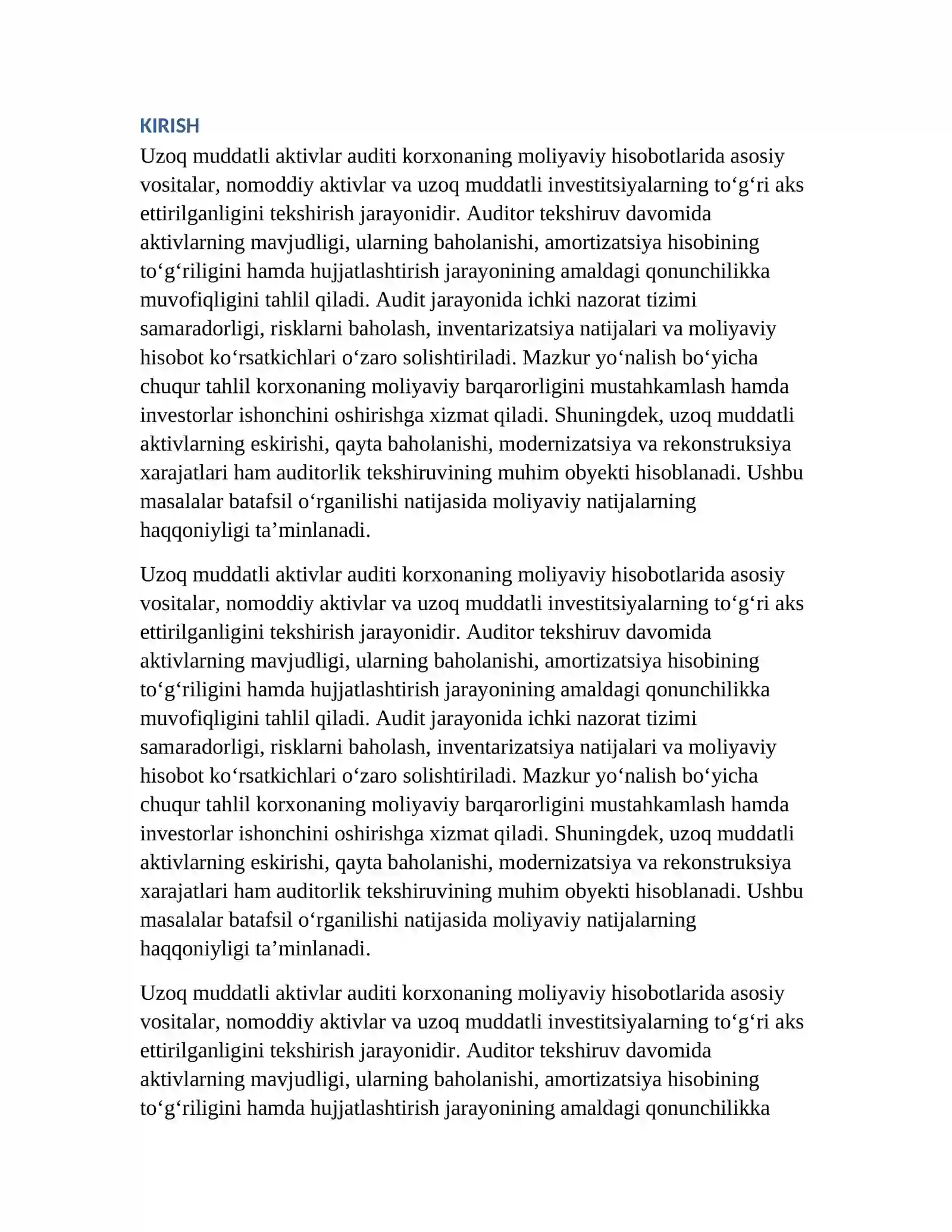 UZOQ MUDDATLI AKTIVLAR AUDITI 2