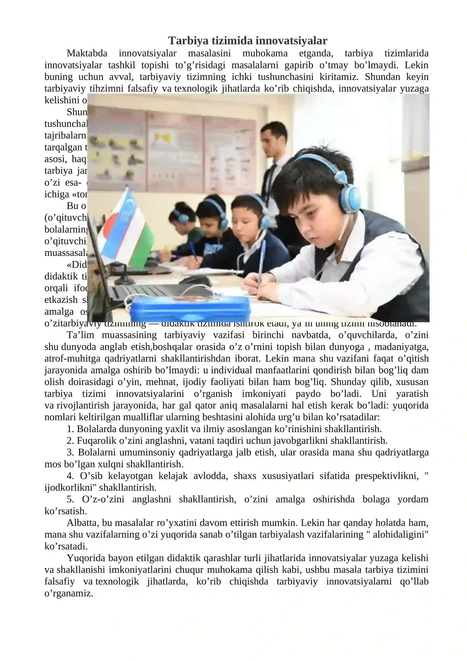 Tarbiya tizimida innovatsiyalar 2