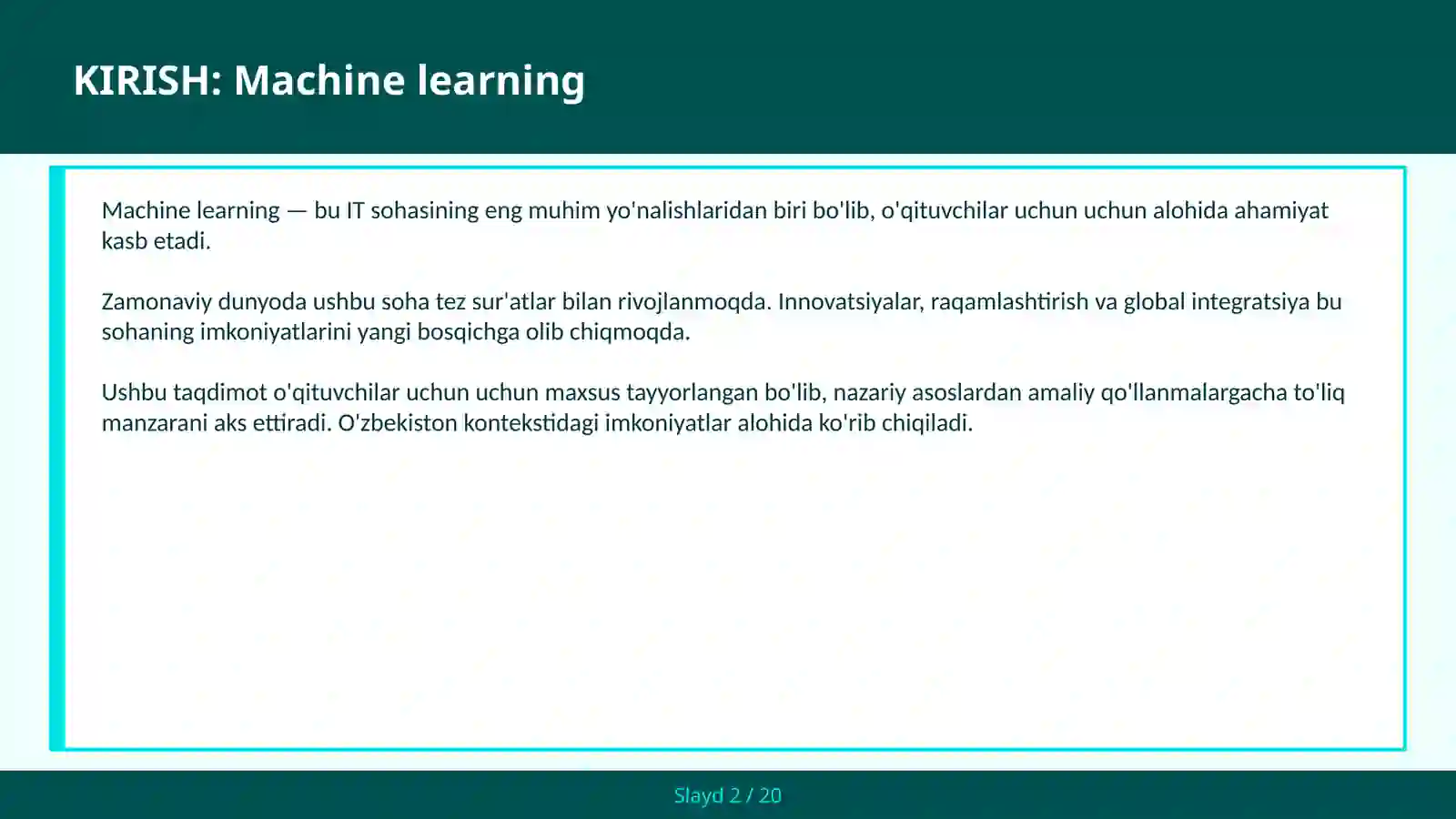 MACHINE LEARNING 2
