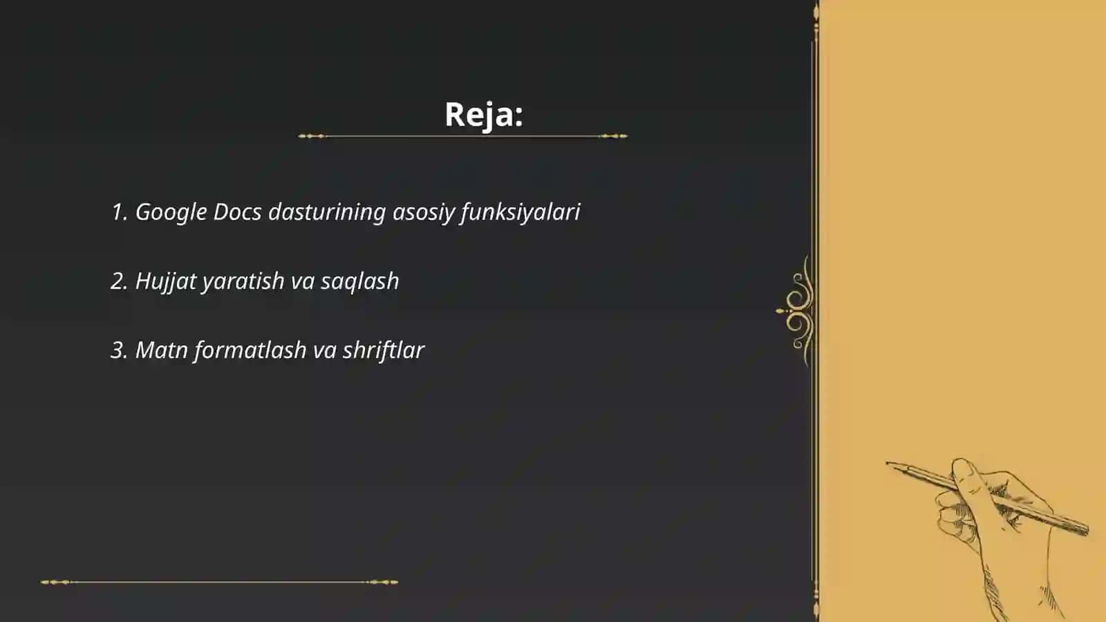 Google Docs dasturi bilan ishlash 2