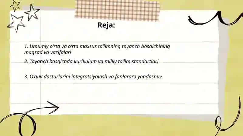 Umumiy oʻrta va oʻrta maxsus talim taʼlimning tayanch bosqichi sifatida 2