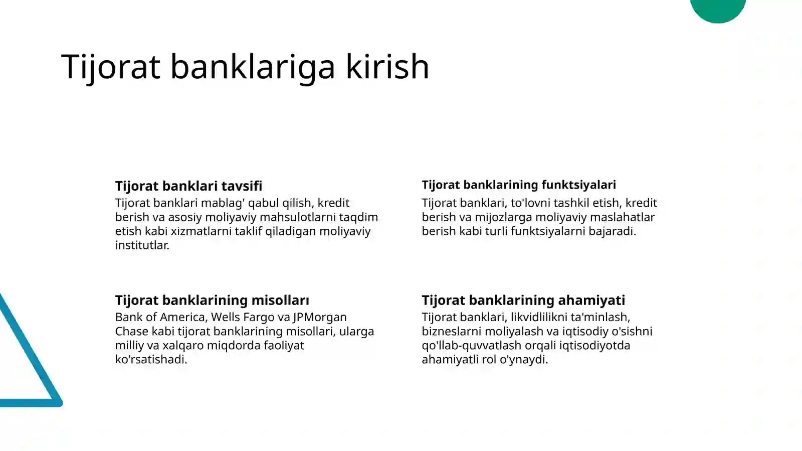 Tijorat banklari va ularning funksiyalari 2