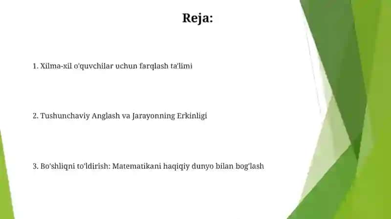 Boshlang'ch sinflarda matematika o'qitishning umumiy masalalari 2