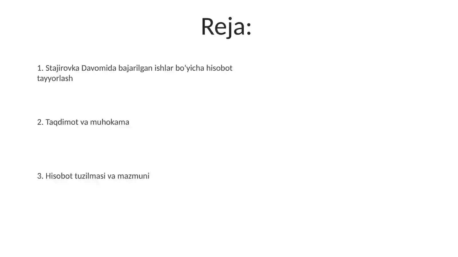 Amaliyot jarayonida bajarilgan ishlar yuzasidan hisobot taqdimot tayyorlash 2