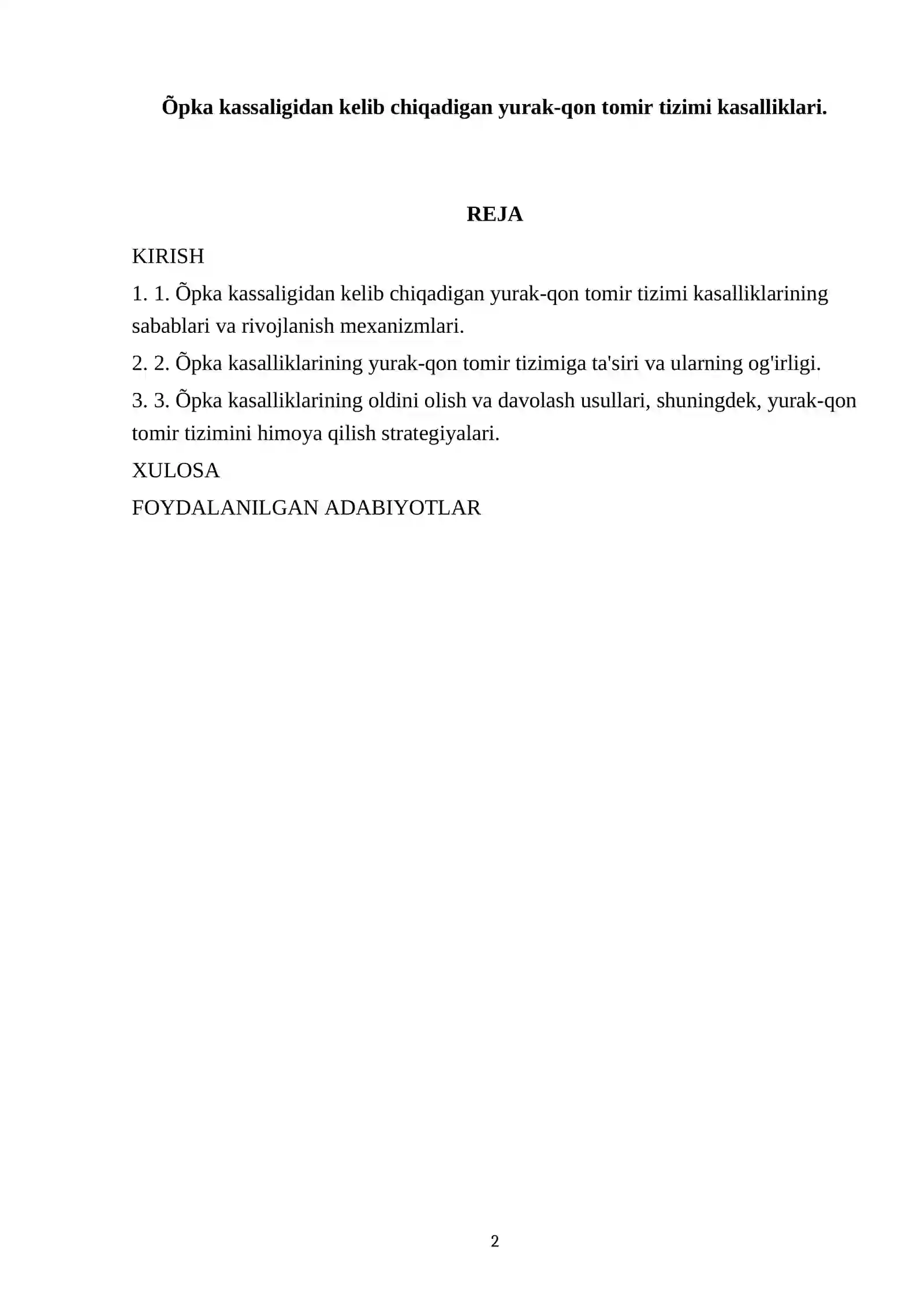 Õpka kassaligidan kelib chiqadigan yurak-qon tomir tizimi kasalliklari 2