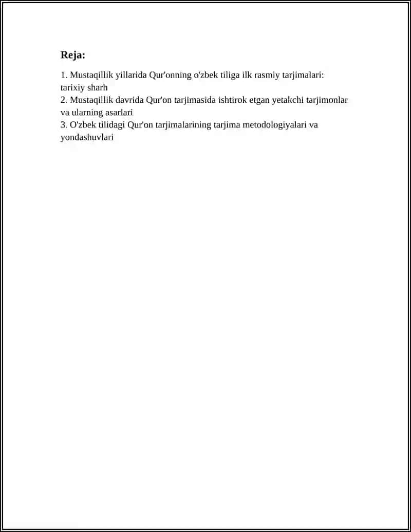 MUSTAQILLIK YILLARIDA QUR'ONING OʻZBEK TILIGA TARJIMA QILINISHI VA TAFSIRLARI HAQIDA 2