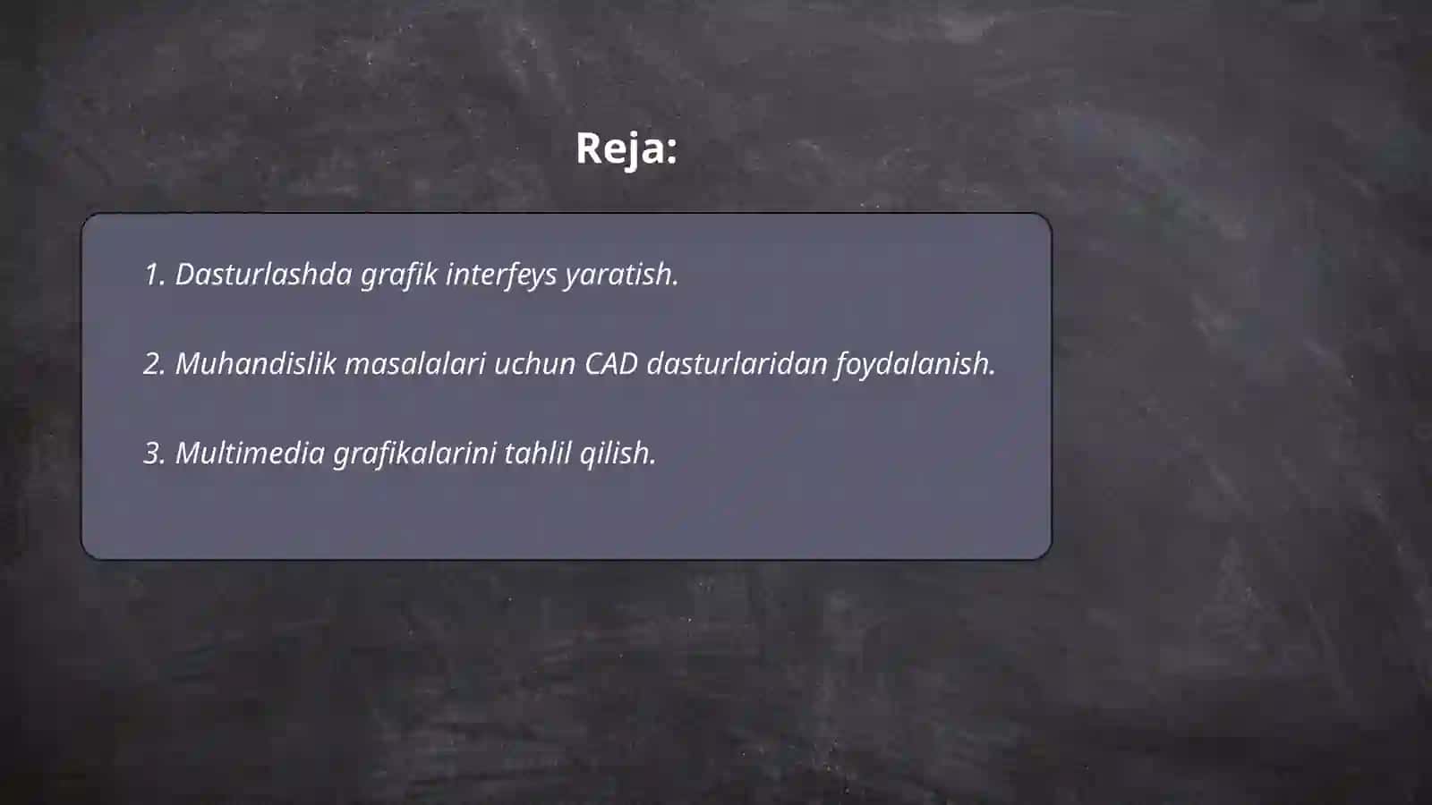 Muhandislik masalalarini yechishda dasturlash tizimlari yordamida grafik multimedia imkoniyatlaridan foydalanish 2