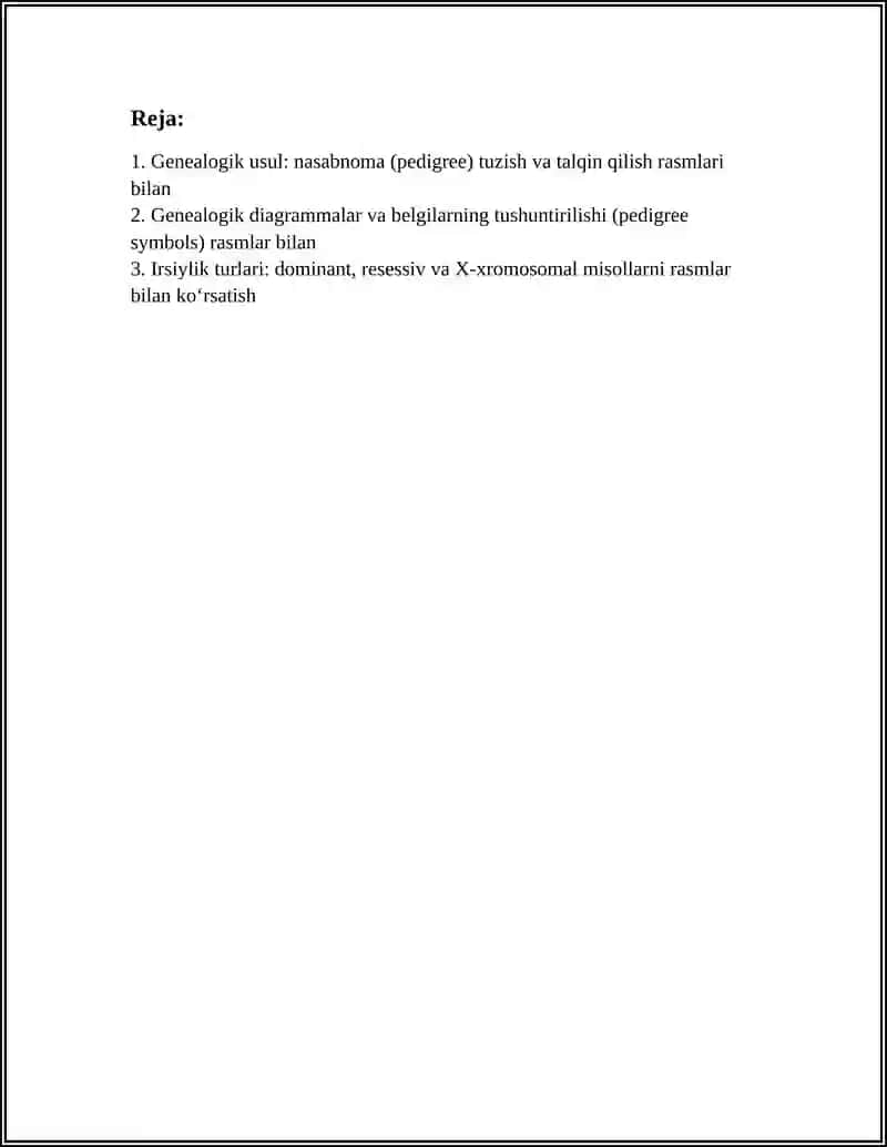 ODAM GENETIKASINING ÕRGANISH USULLARI GENEALOGIK POPULATSION STATISTIK VA EGIZAKLAR USULI RASMLAR BN QILIB BER 2
