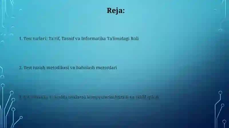 Informatika va axborot texnologiyalari fani o‘qitishda test turlaridan foydalanish 2