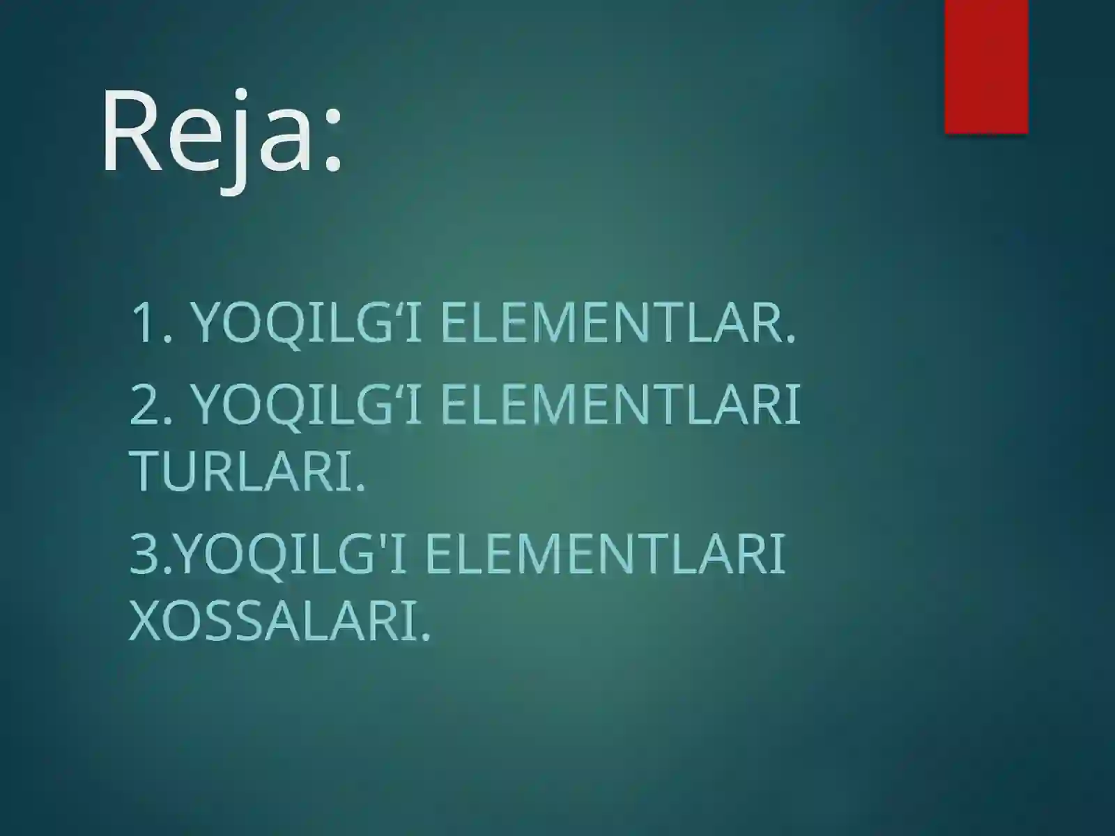 Yoqilgʻi elementlarining kimyo 2