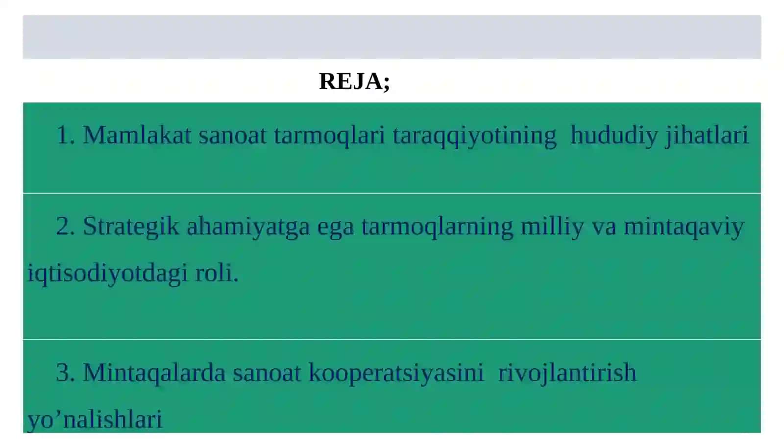 Mintaqalarda sanoat tarmog’ini rivojlanishi 2