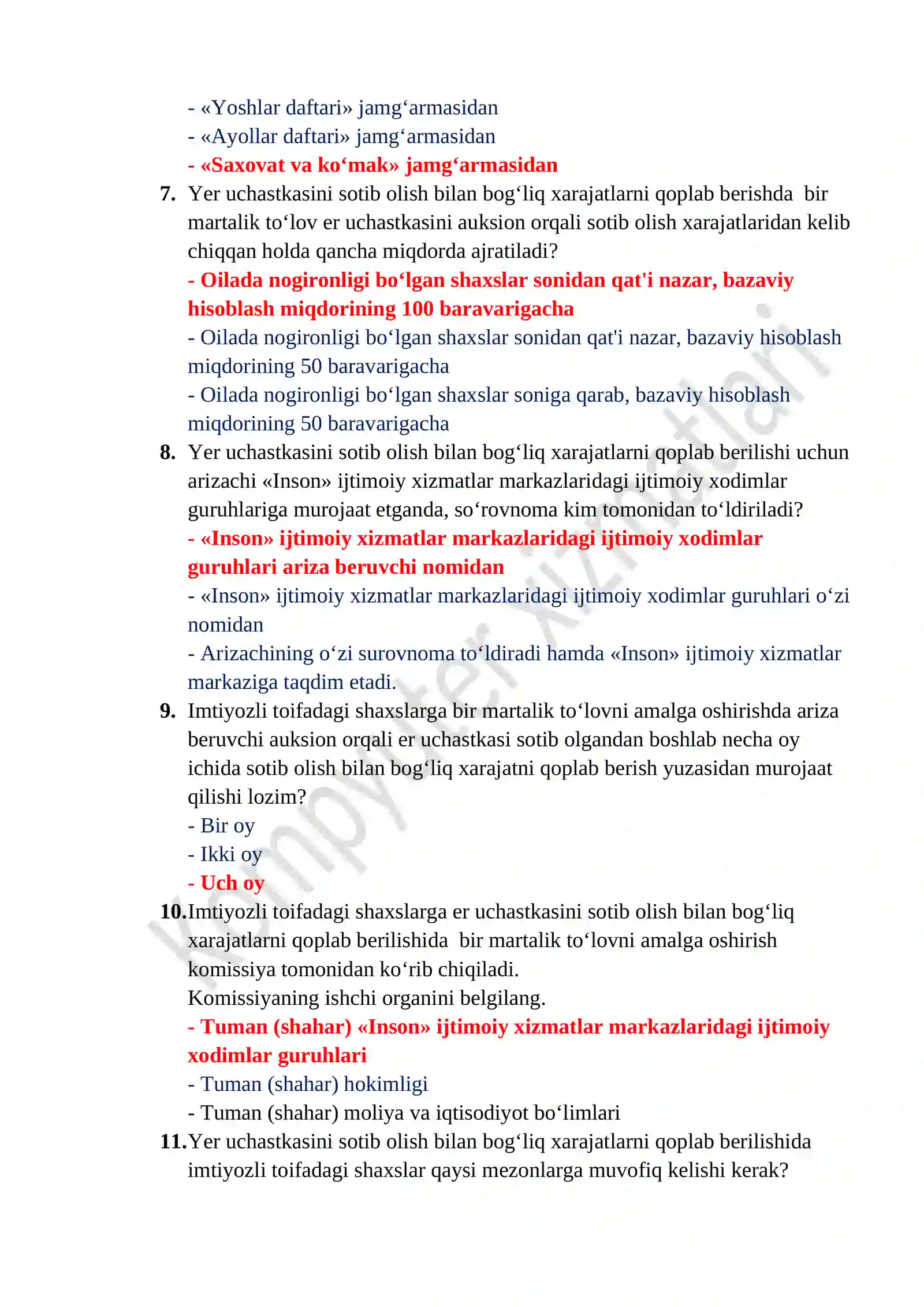 Argos test javoblari Milliy qonunchilik uchun 2