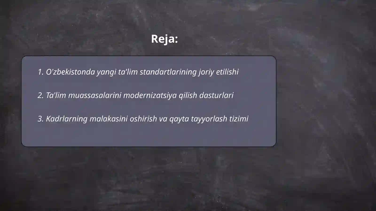 Oʻzbekiston respublikasida talim sohasida amalga oshirilgan islohatlar 2