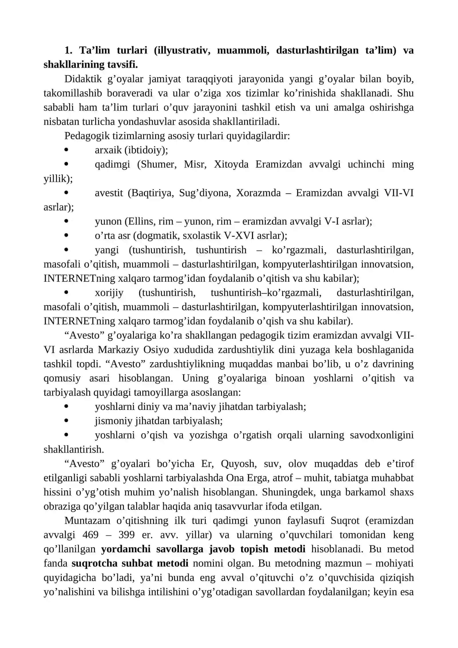 Ta'limni tashkil etish turlari, shakllari va vositalari 2