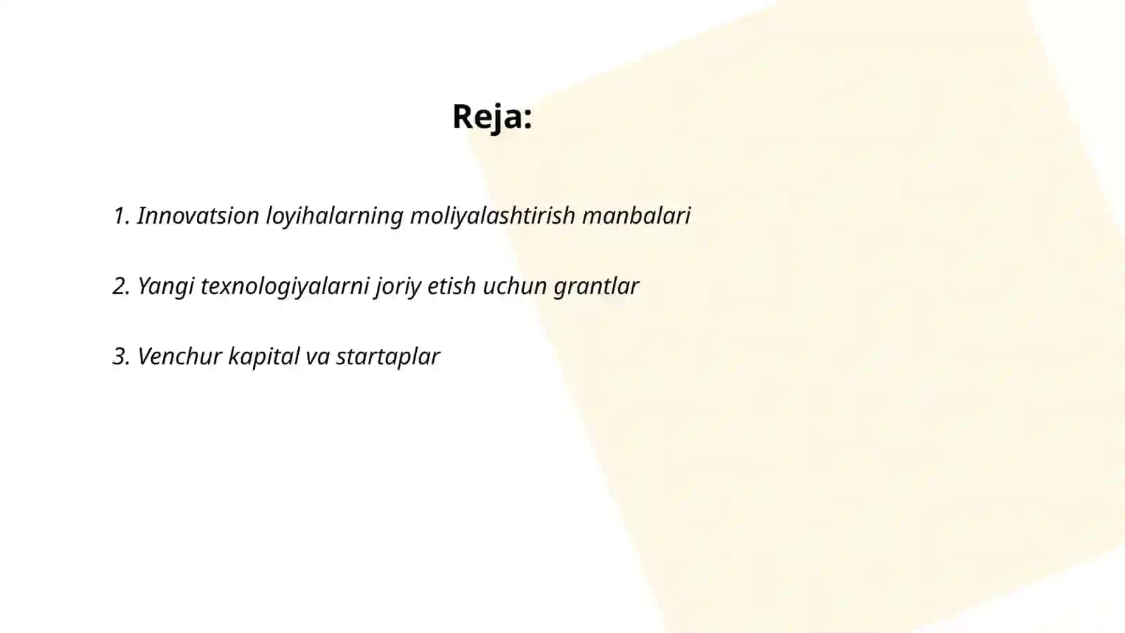 Innovatsion loyihalarni moliyalashtirish 2