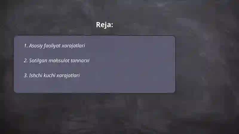 Korxona xarajatlari va foydasi 2