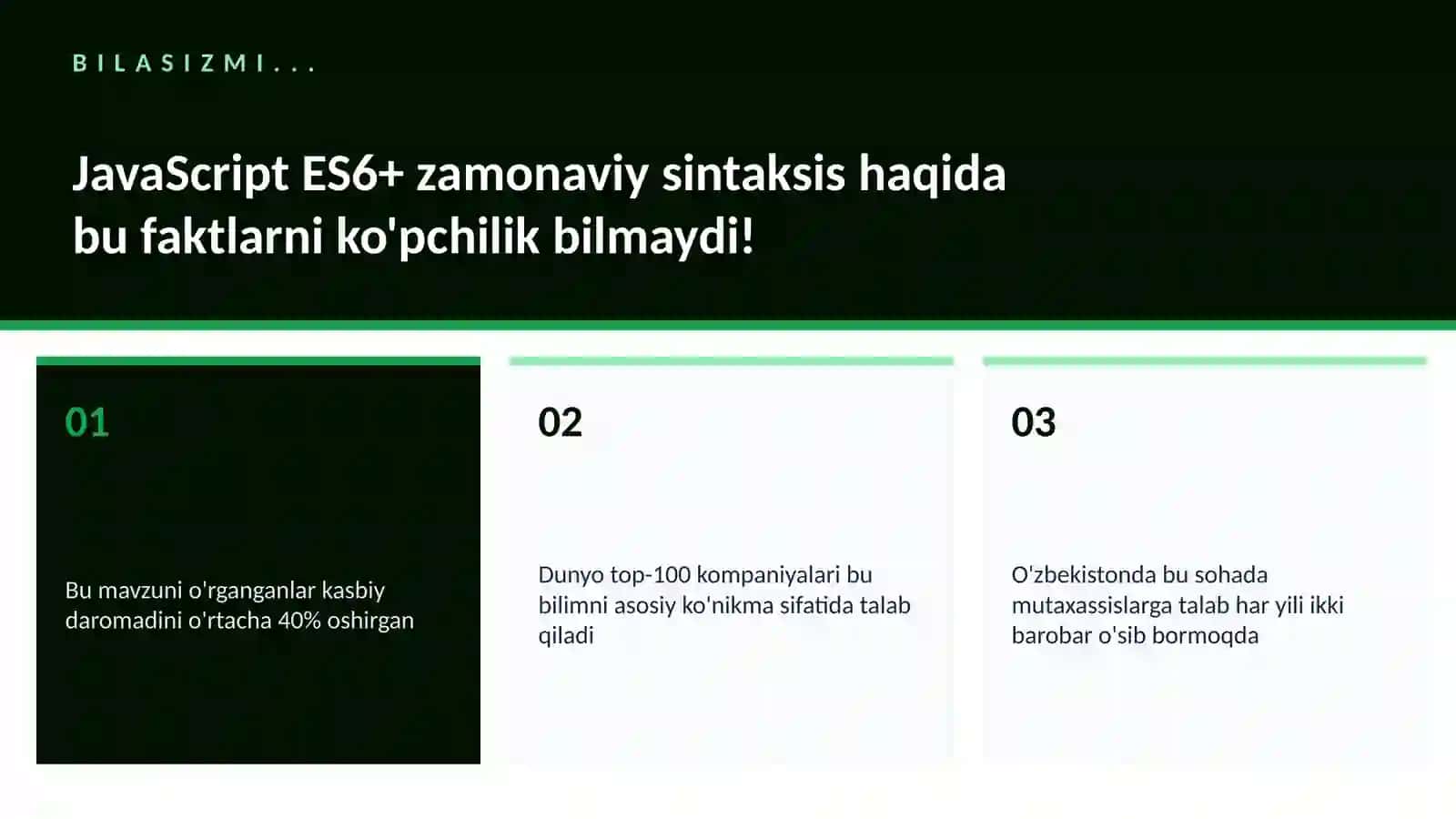 JavaScript ES6+ zamonaviy sintaksis 2