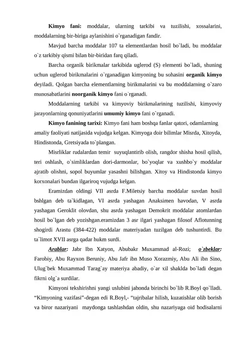 Kimyo fani: Atom molekulyar ta`limot asoslari 2