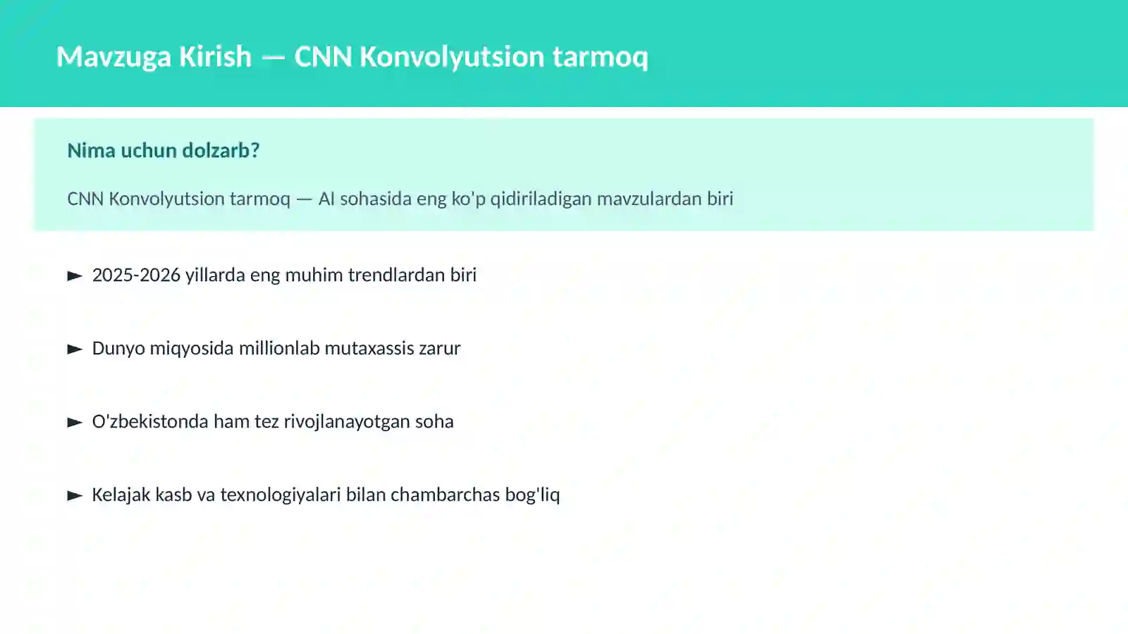 AI | DEEP LEARNING VA NEYRON TARMOQLAR 2