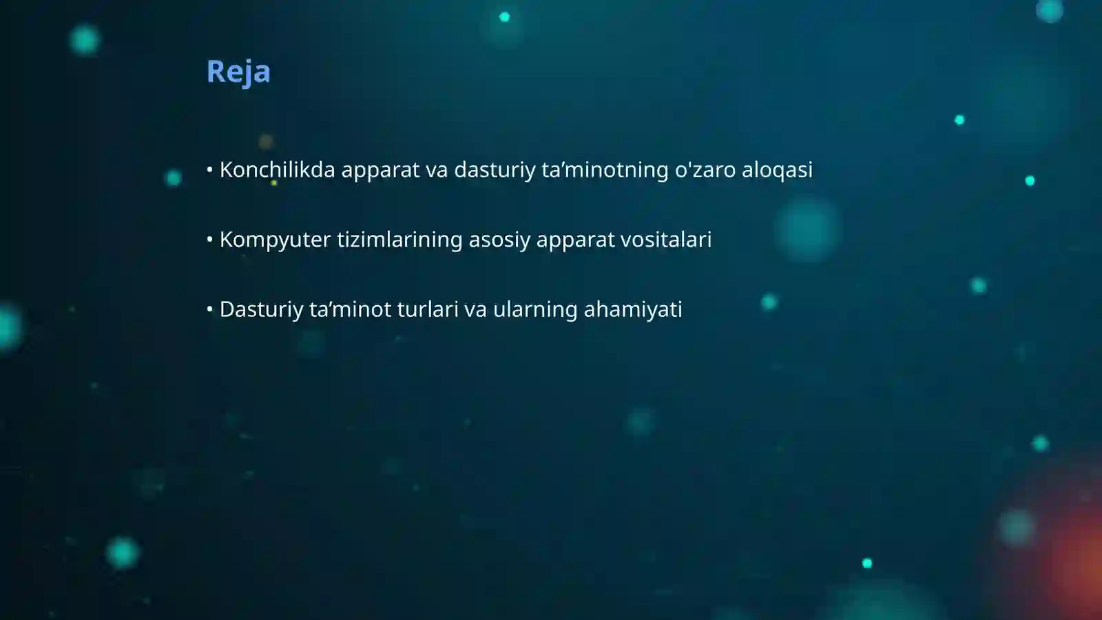 Konchilikda apparat va dasturiy ta’minotning roli, kompyuter tizimlarining asosiy texnik vositalari 2