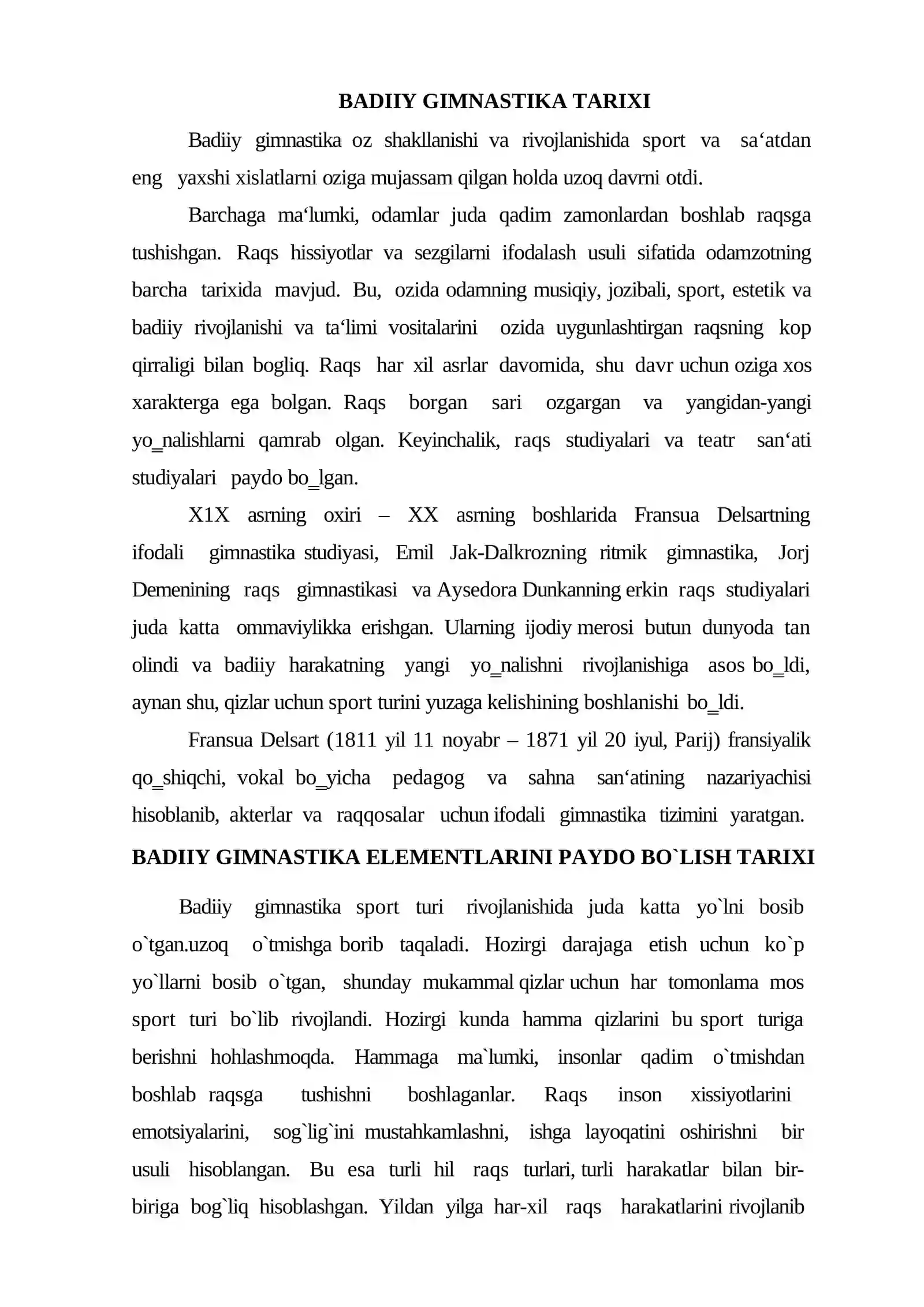 O'ZBEKISTONDA GIMNASTIKANI RIVOJLANISH TARIXI 2