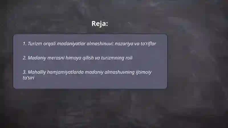 Turizm orqali madaniyatlar almashinuvi: nazariya va taʼriflar 2