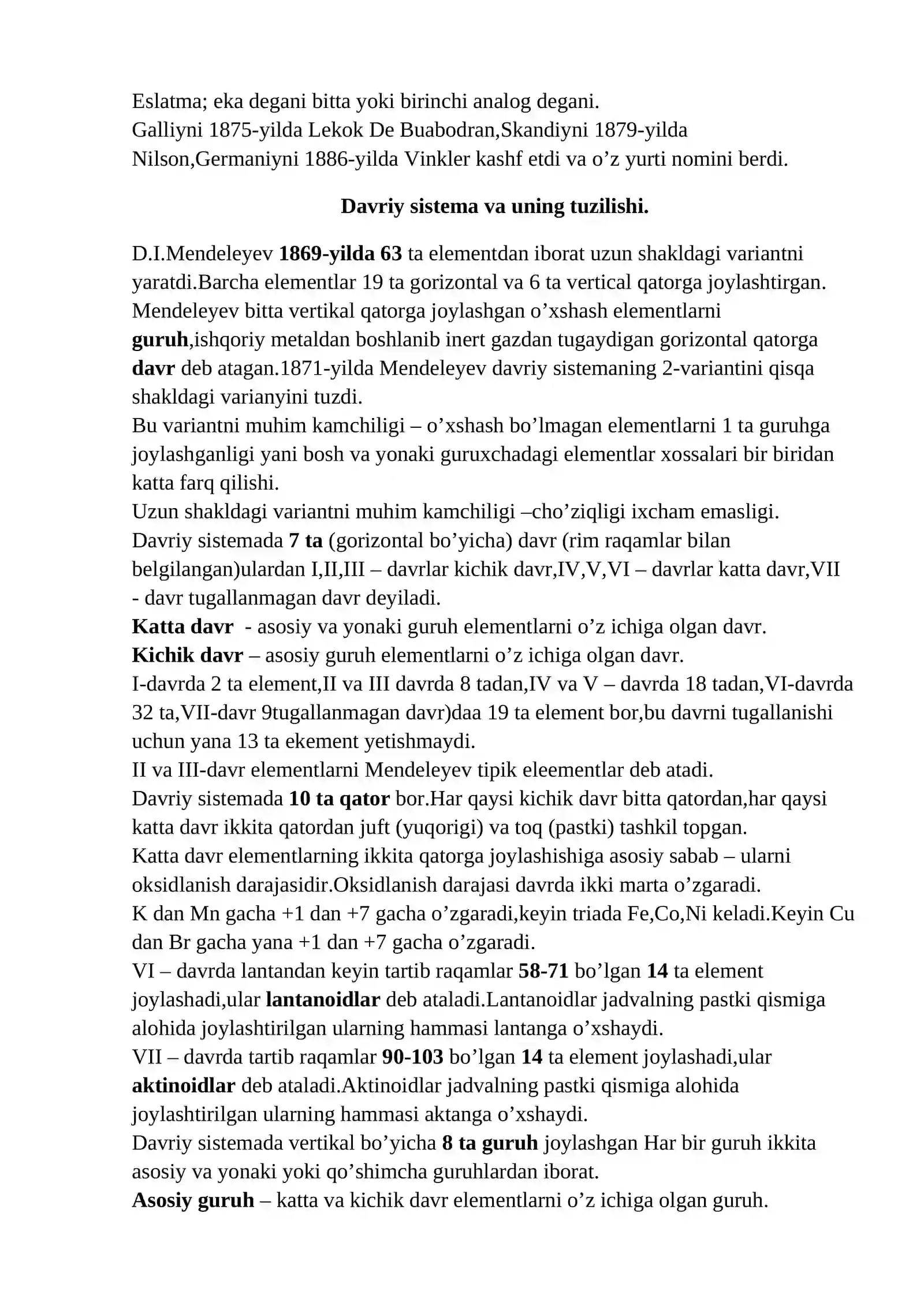 Davriy sistema va davriy qonun 2