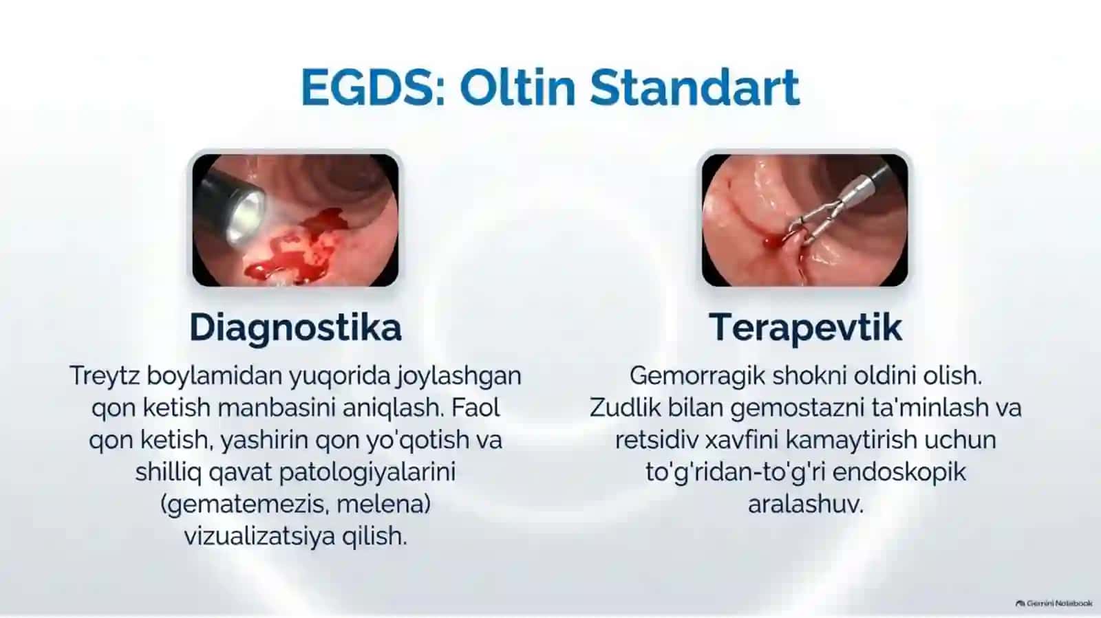 Ezofagogastroduodenoskopiya (EGDS): diagnostika, davolash va endoskopik gemostaz | 15 slayd 2