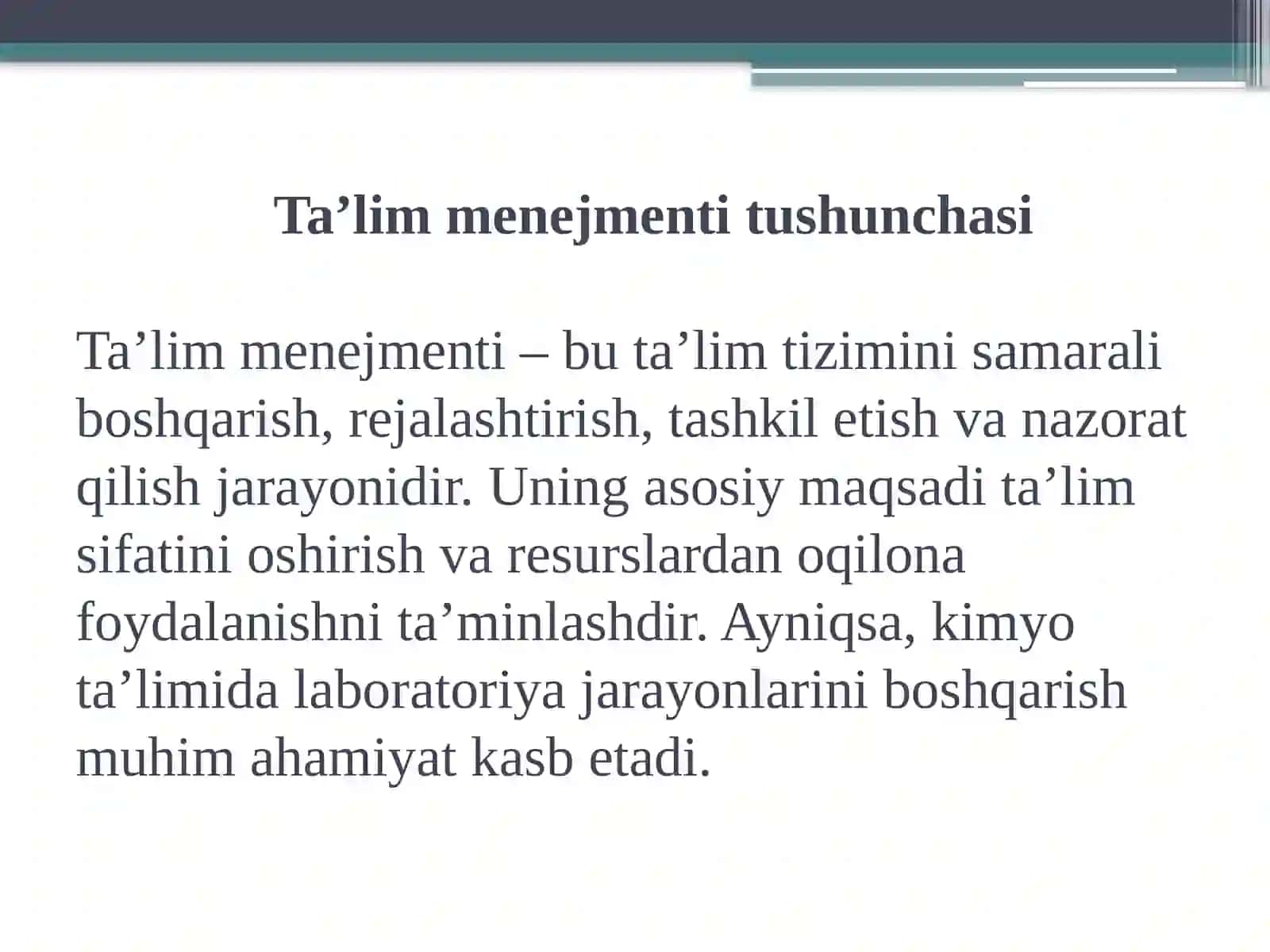 Ta’limmenejmentiningumumiytamoyillari 2