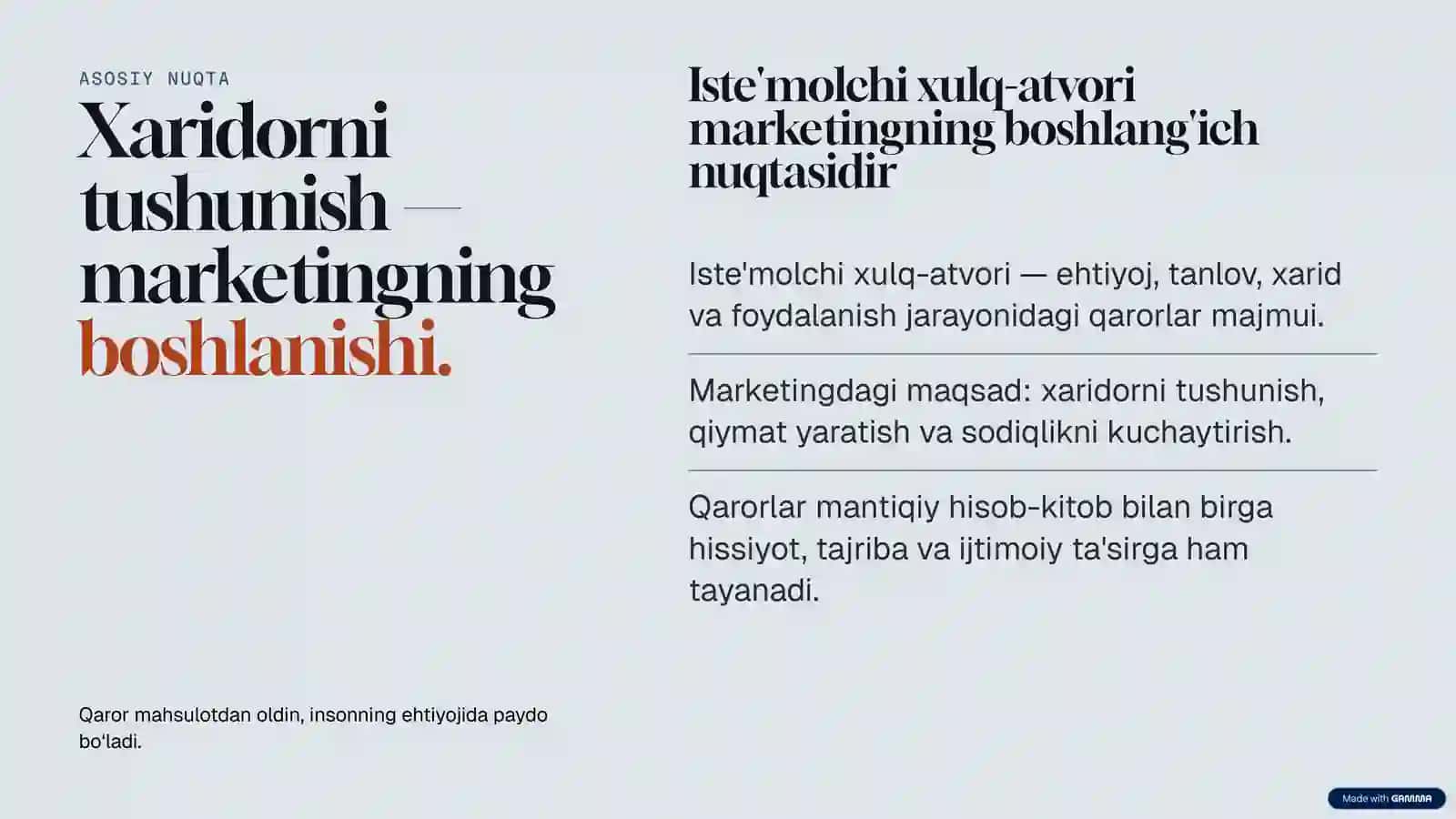 Iste'molchining xarid qilish qarorini qabul qilish jarayoni | Marketing presentation (10 slayd) 2