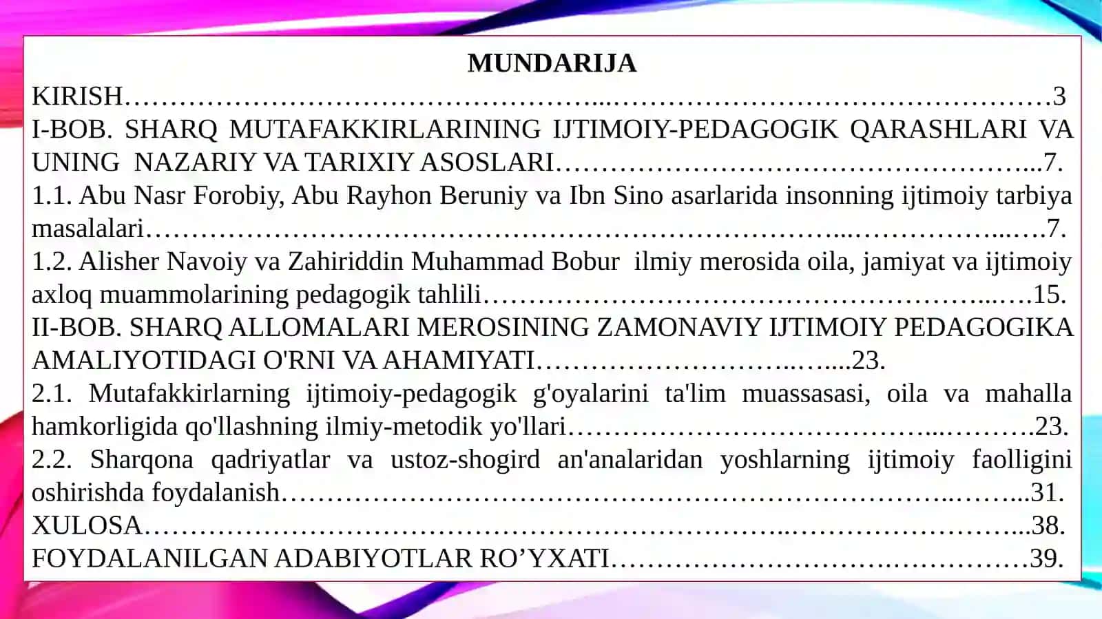 SHARQ MUTAFAKKIRLARINING IJTIMOIYPEDAGOGIKAGA OID QARASHLARI 2