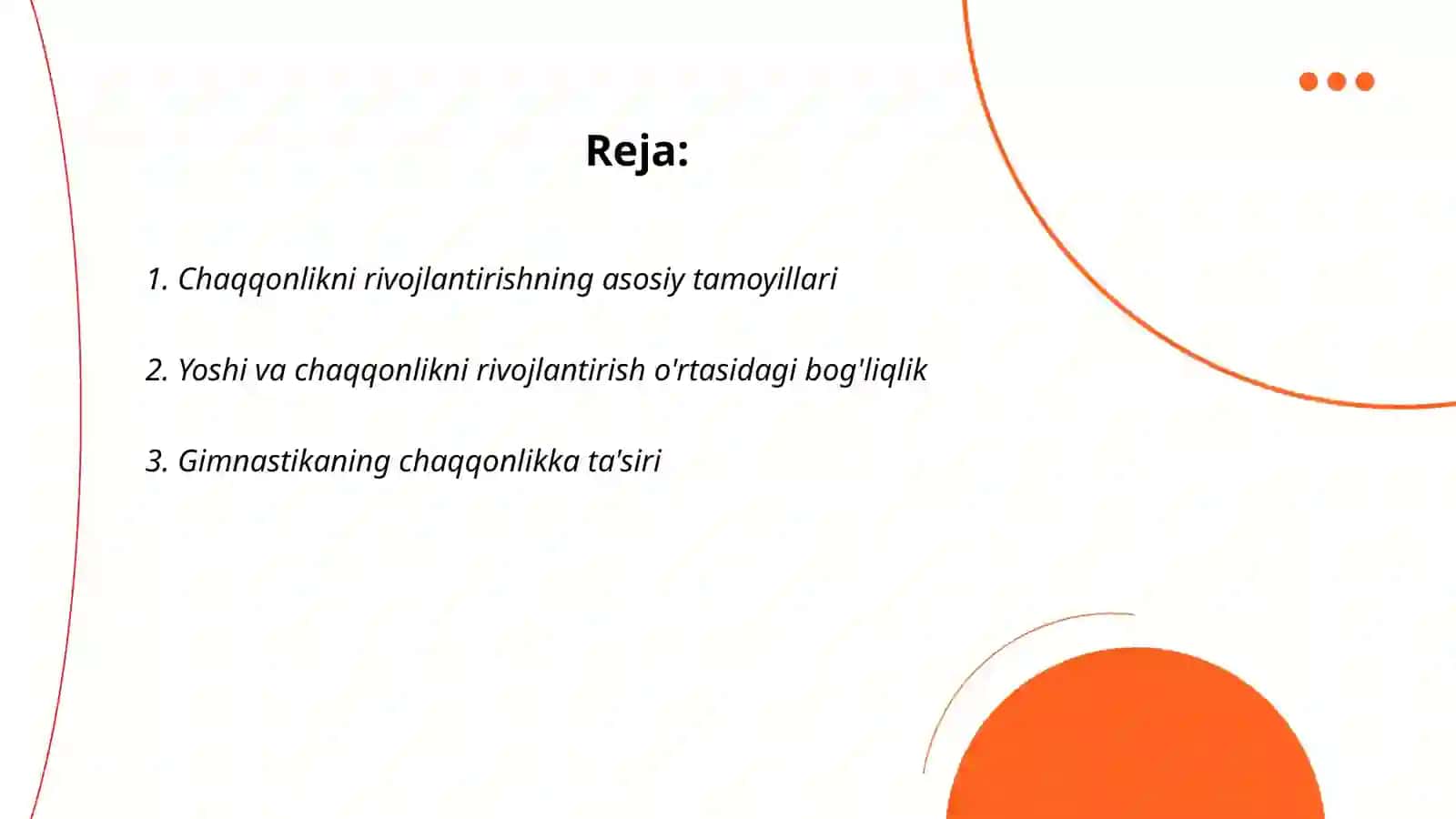 Gimnastikachilarning umumiy jismoniy sifatlarni chaqqonlikni tarbiyalashga qaratilgan mashgʻulot oʻtkazmasi 2