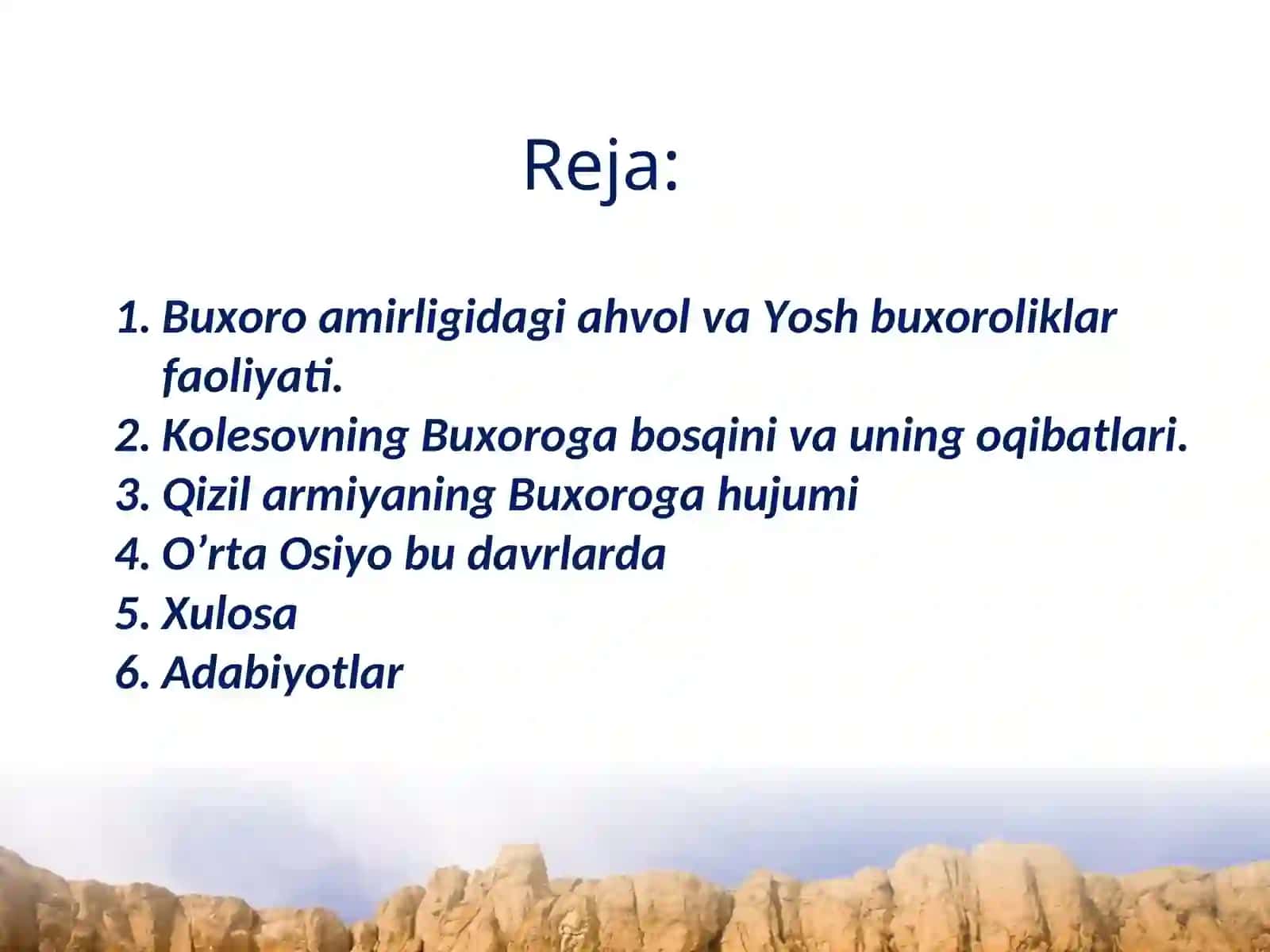Buxoro amirligidagi ahvol va Yosh buxoroliklar faoliyati 2