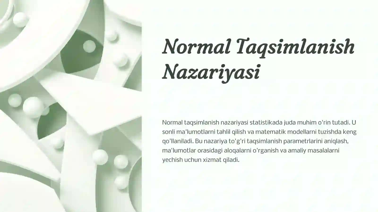 Normal Taqsimlanish Nazariyasi 2