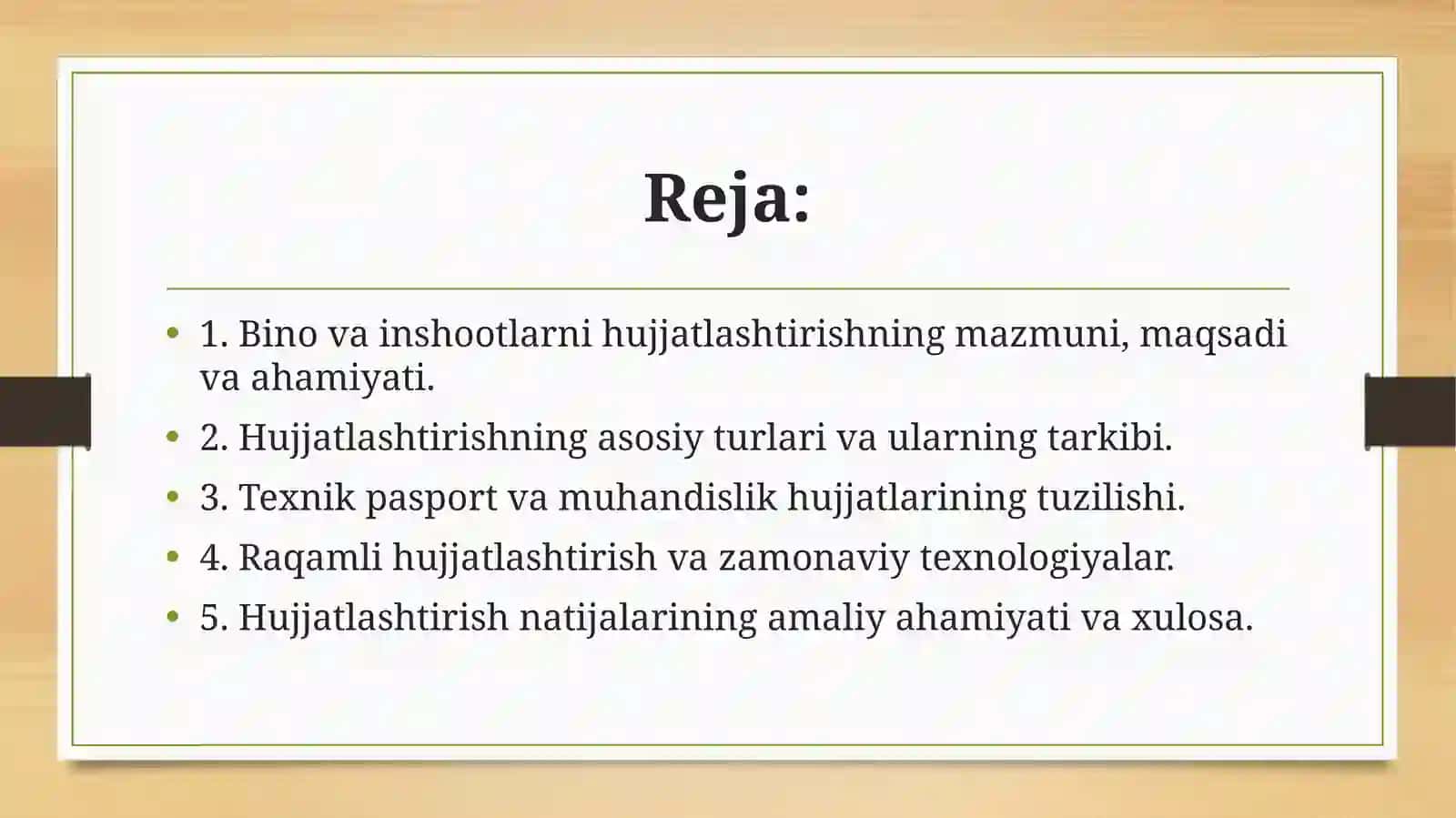 Bino va inshoatlarni hujjatlashtirish 2