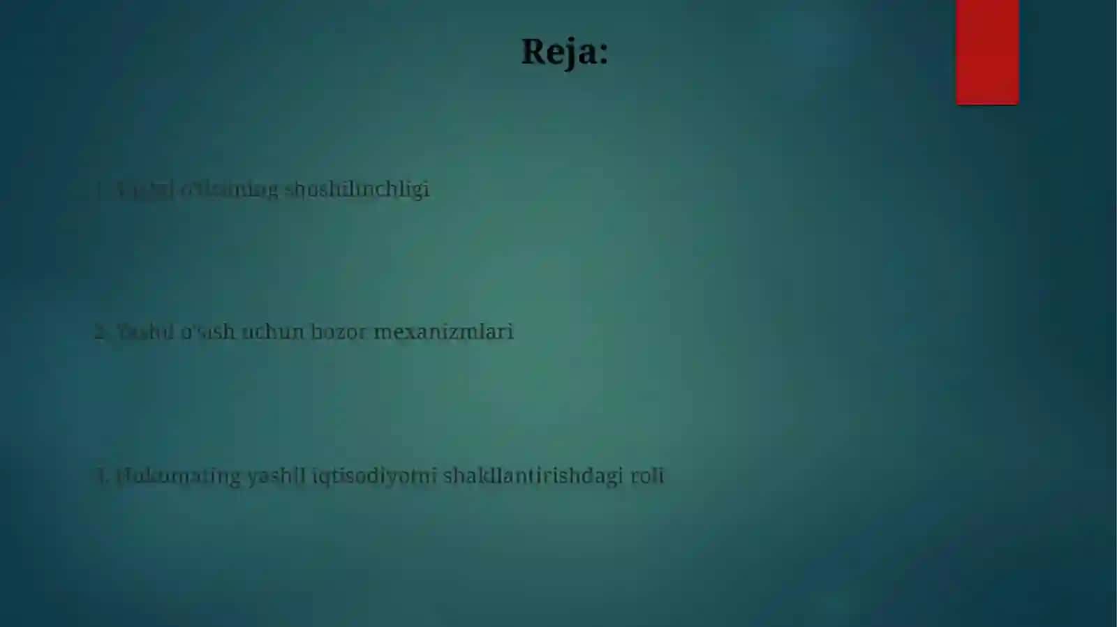 Yashil Iqtisodiyotga oʻtish va Davlat va Bozor 2