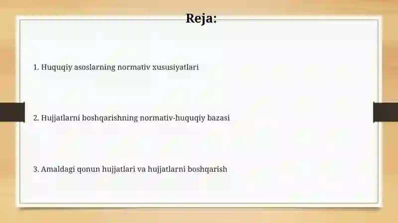 Mttda ish hujjatlarni yuritishning meyoriy huquqiy asoslari 2