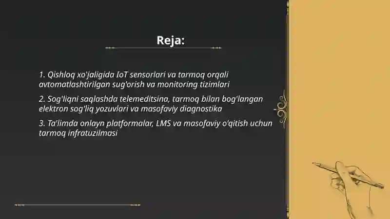 Xalq xo'jaligining turli sohalari va tarmoqlarida tarmoq texnologiyalaridan foydalanish yo'llari 2