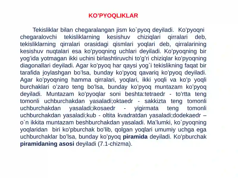 KO'PYOQLIKLAR HAQIDA UMUMIY MA'LUMOTLAR 2