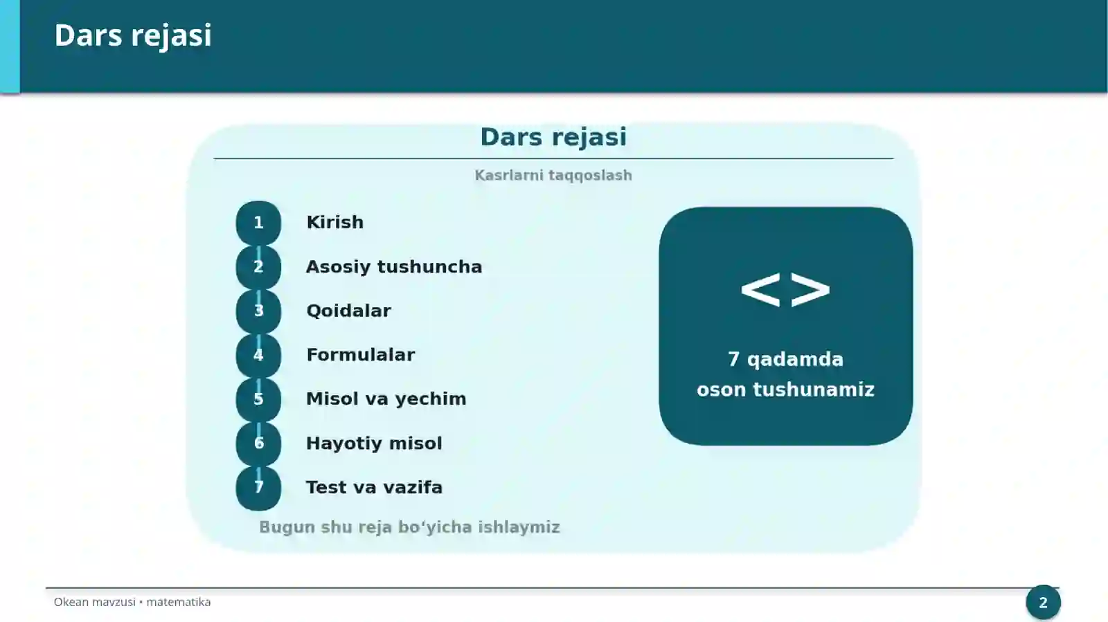 Kasrlarni taqqoslash 2