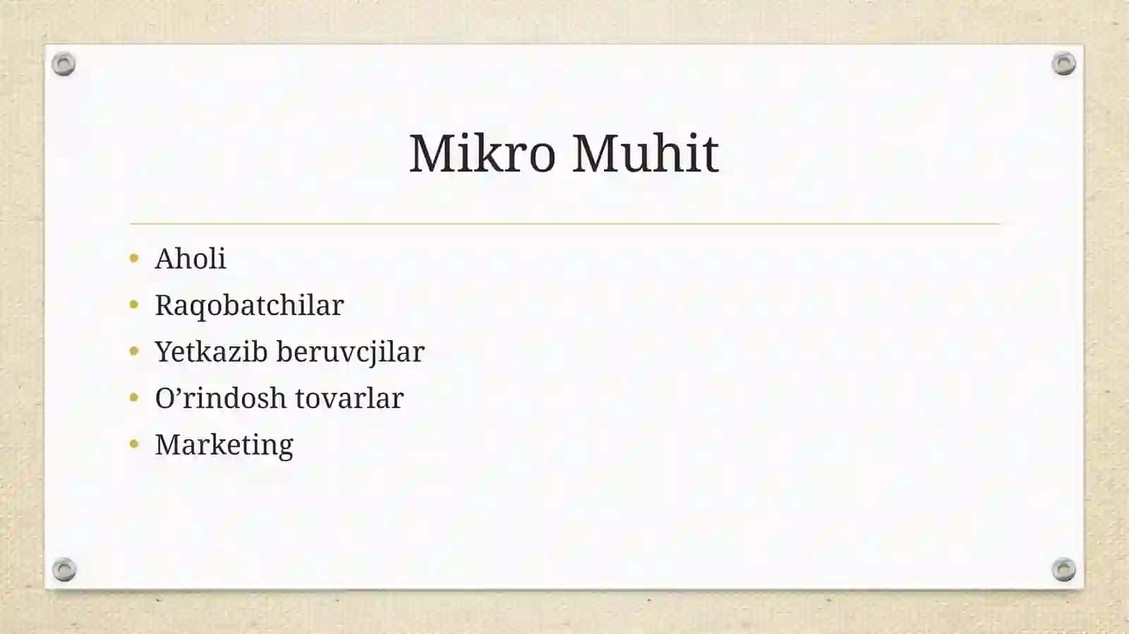 Mikro-iqtisodiyot omillari 2