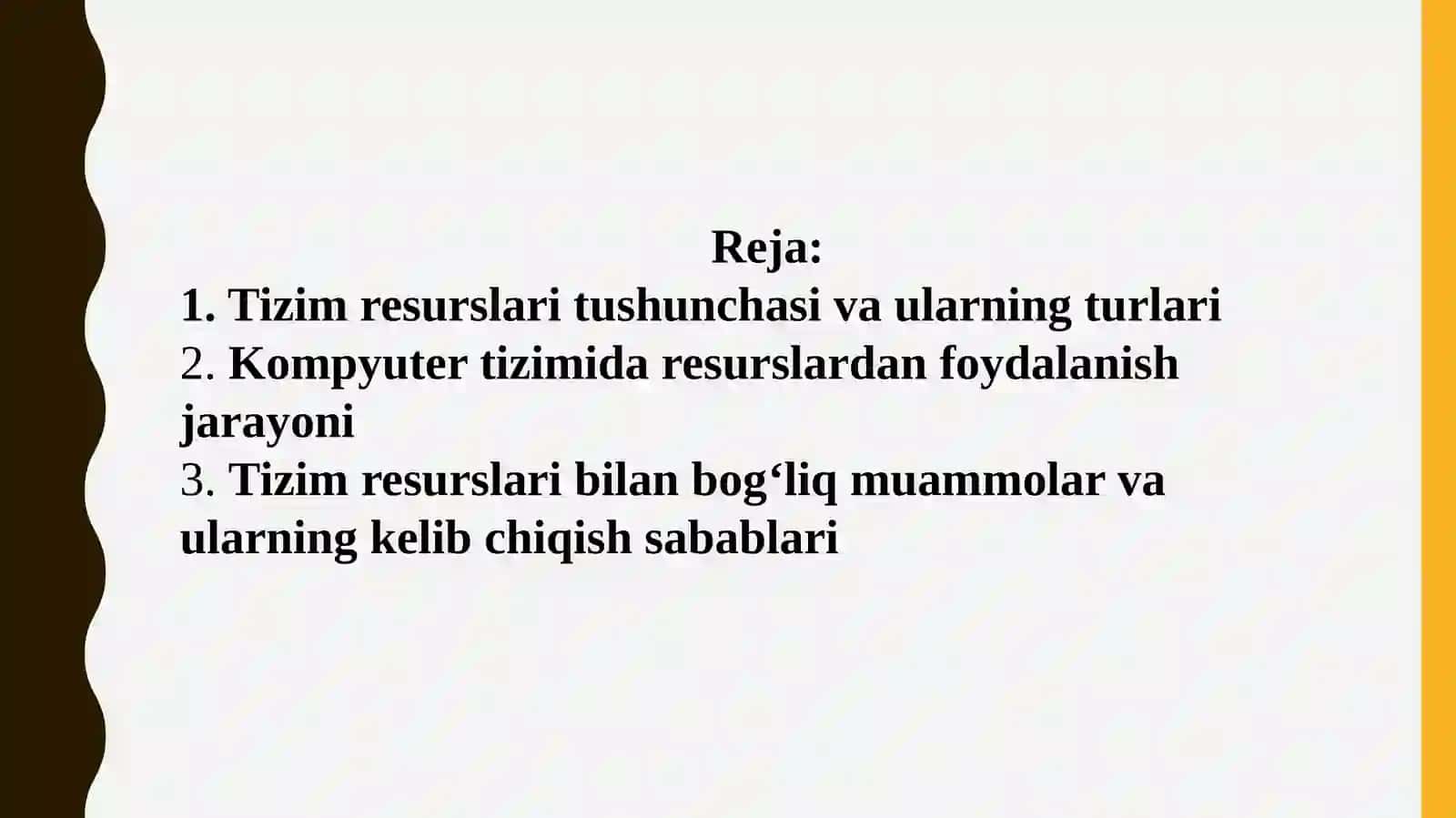 Tizim resurslarini samarali boshqarish vaularning taqsimoti 2