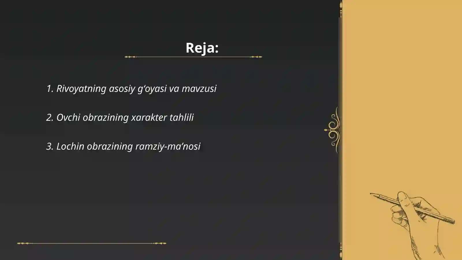 J.Rumining ovchi va lochin rivoyatining mohiyati va tarbiyaviy ahamiyatini taxlil etish 2