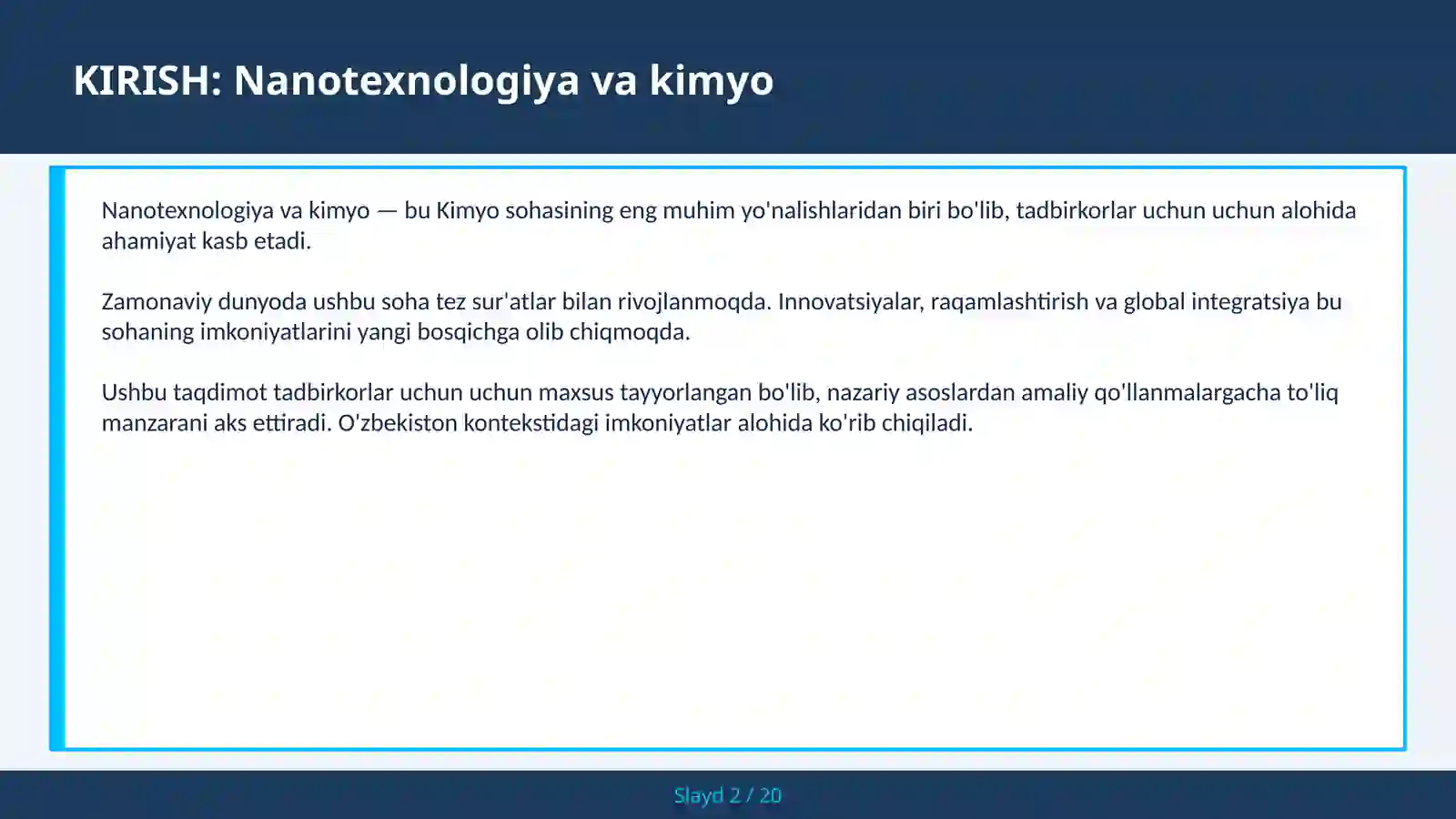 Nanotexnologiya va kimyo 2