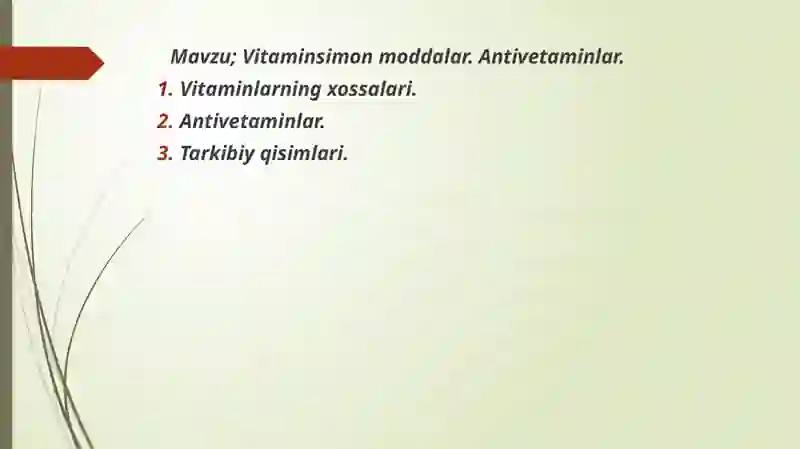 Vitaminsimon moddalar. Antivetaminlar 2